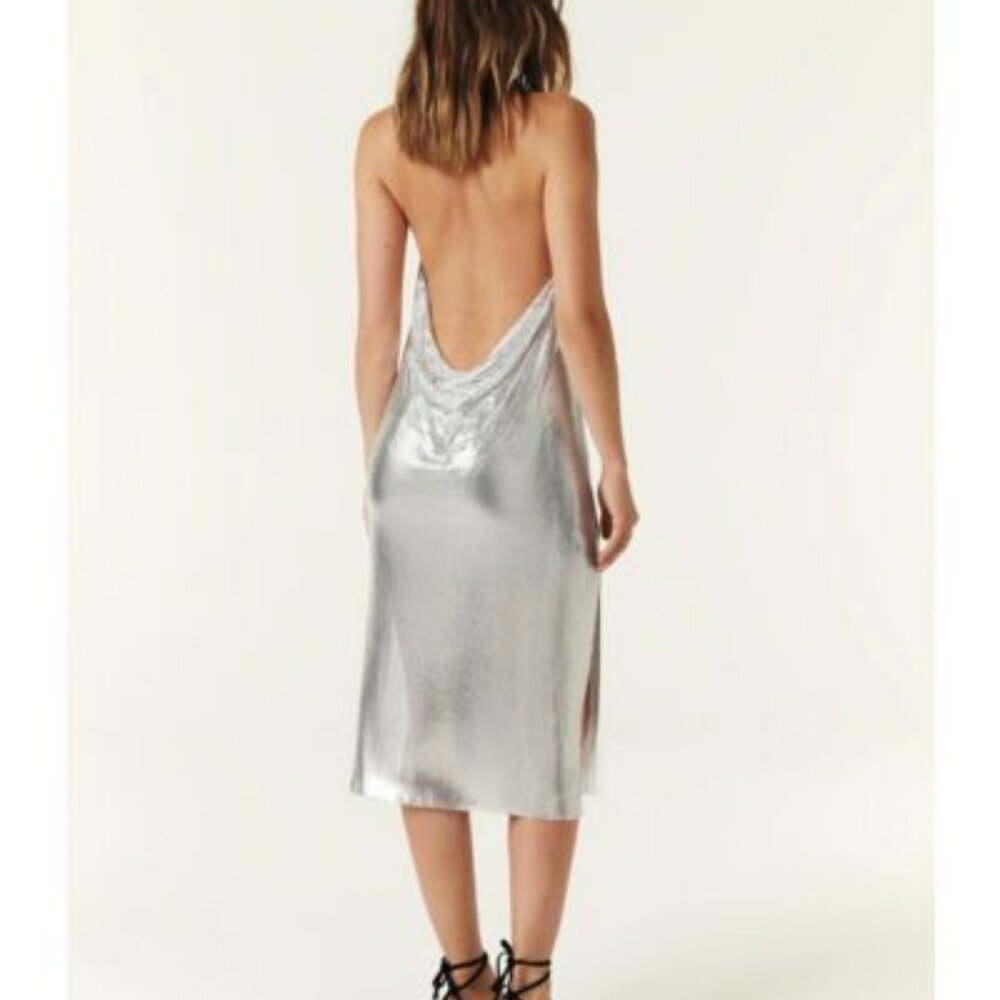 HOST PICK NWT  ba&sh Silver Metal Backless Pryanka Halter Dress Size 1